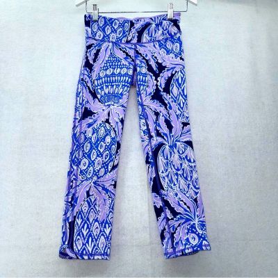 Lilly Pulitzer Luxletic Weekender Cropped Leggings XS Beckon Blue Coco Safari